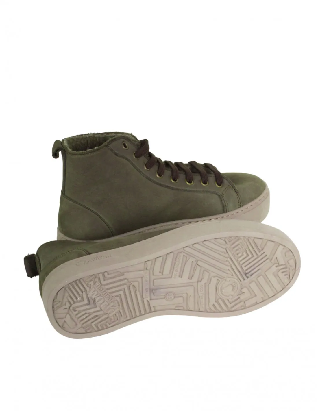 Botines Cordones Plataforma Verdes NATURAL WORLD