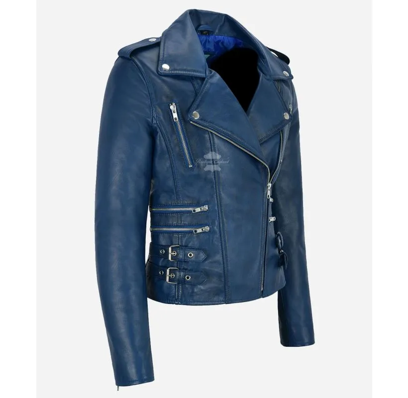 CATWALK Ladies Leather Jacket Biker Style Slim Fit Fashion Leather Jacket