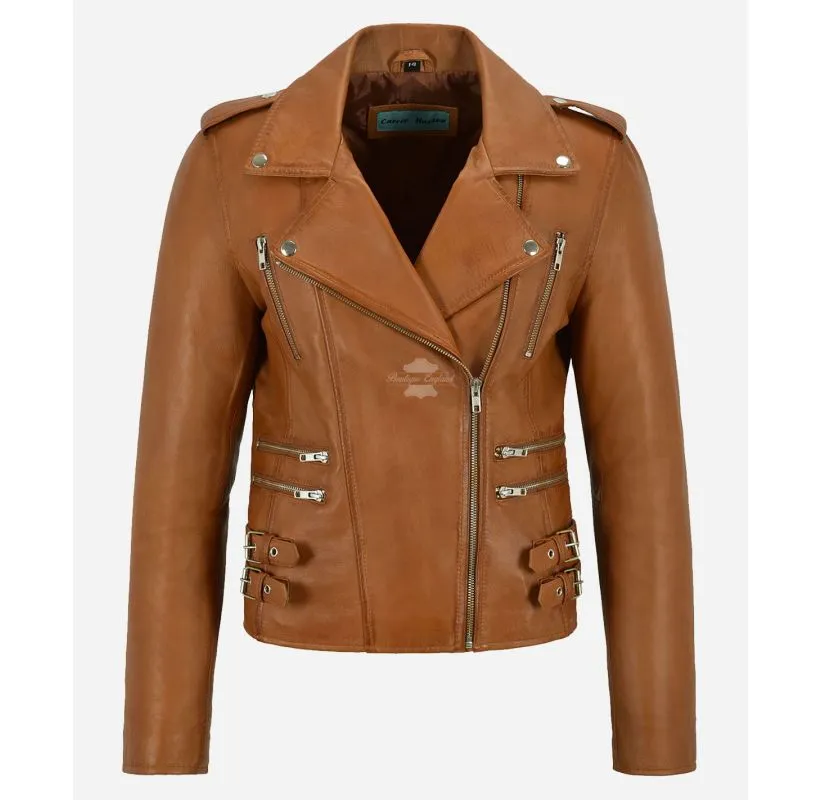 CATWALK Ladies Leather Jacket Biker Style Slim Fit Fashion Leather Jacket