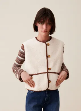 CLAUDIE PIERLOT Chaleco de piel sintética sin mangas en beige
