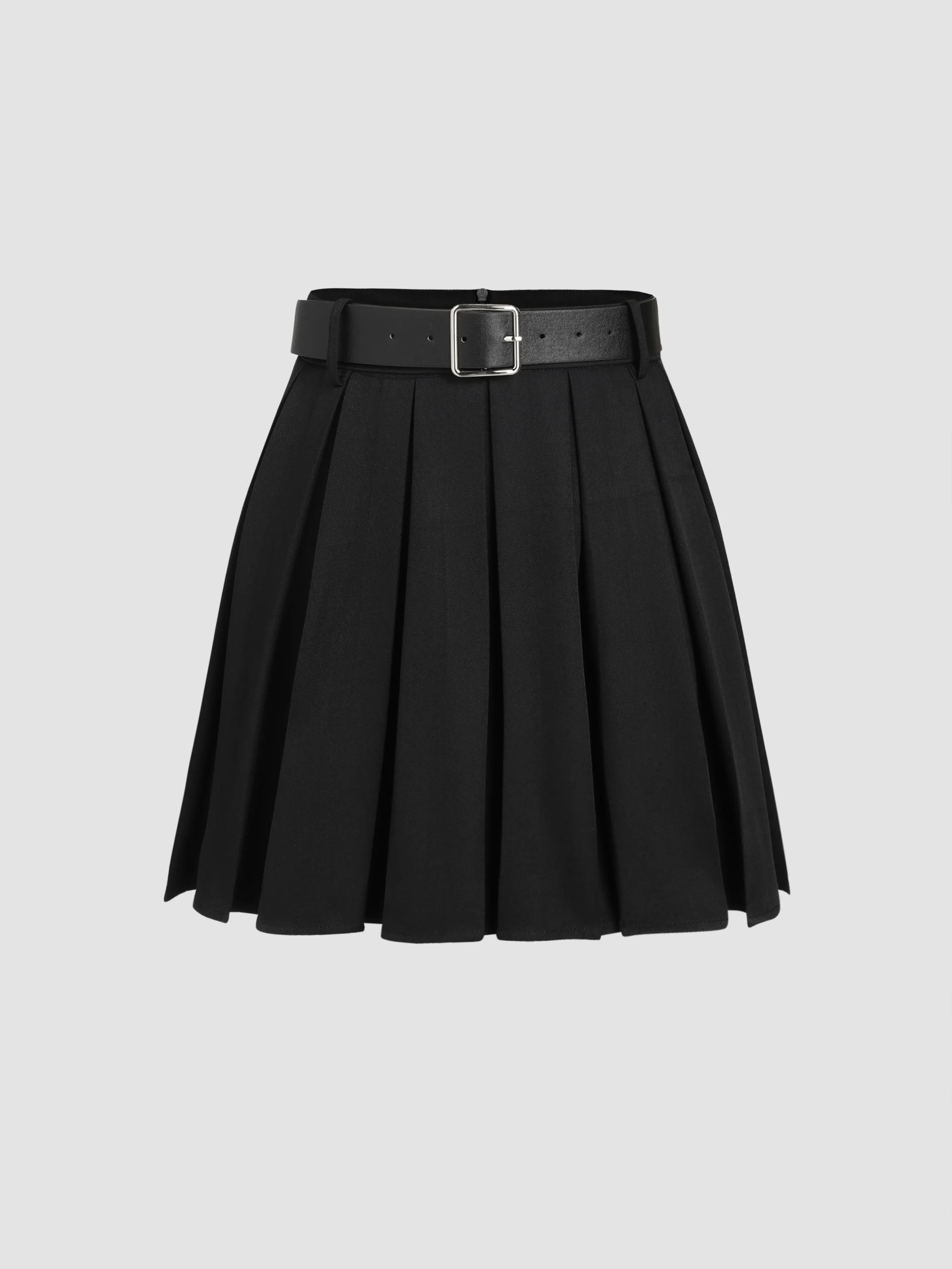 Falda Mini Plisada Sólida con Cinturón