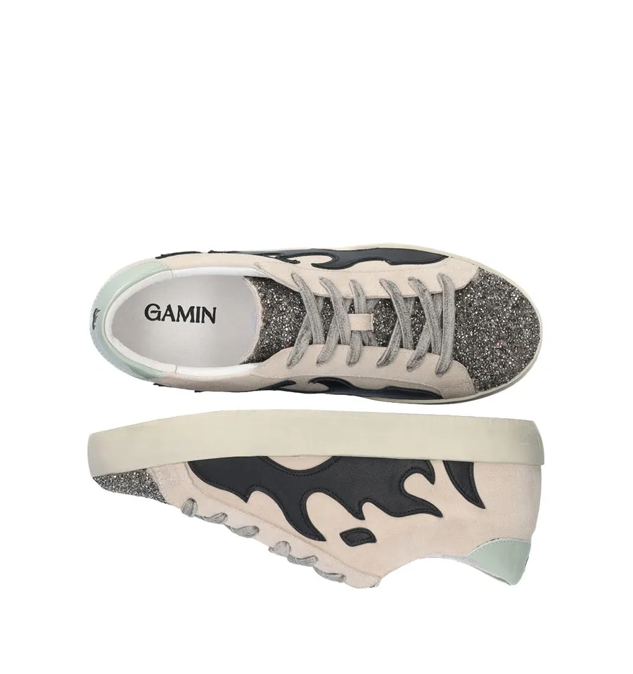 GAMIN Sneakers combinada en glitter hueso