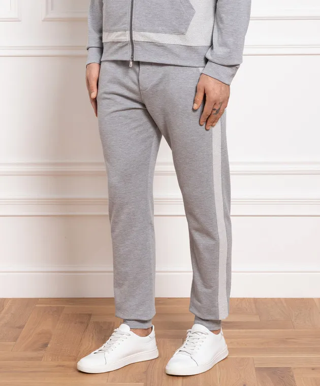 ISAIA Gray joggers with logo embroidery