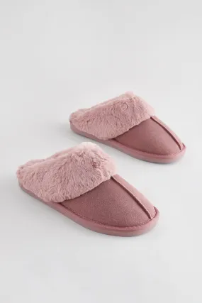 Minkpink - Pantuflas con forro de piel sintética de ante