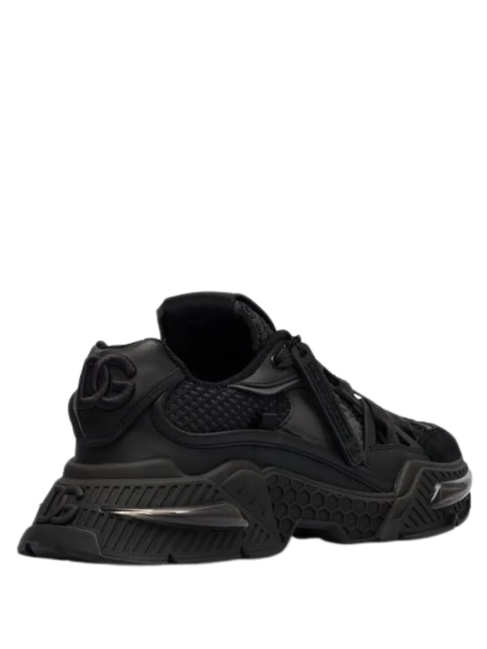N373O DOLCE&GABBANA AIRMASTER LOGO COMBO SNEAKERS IN BLACK