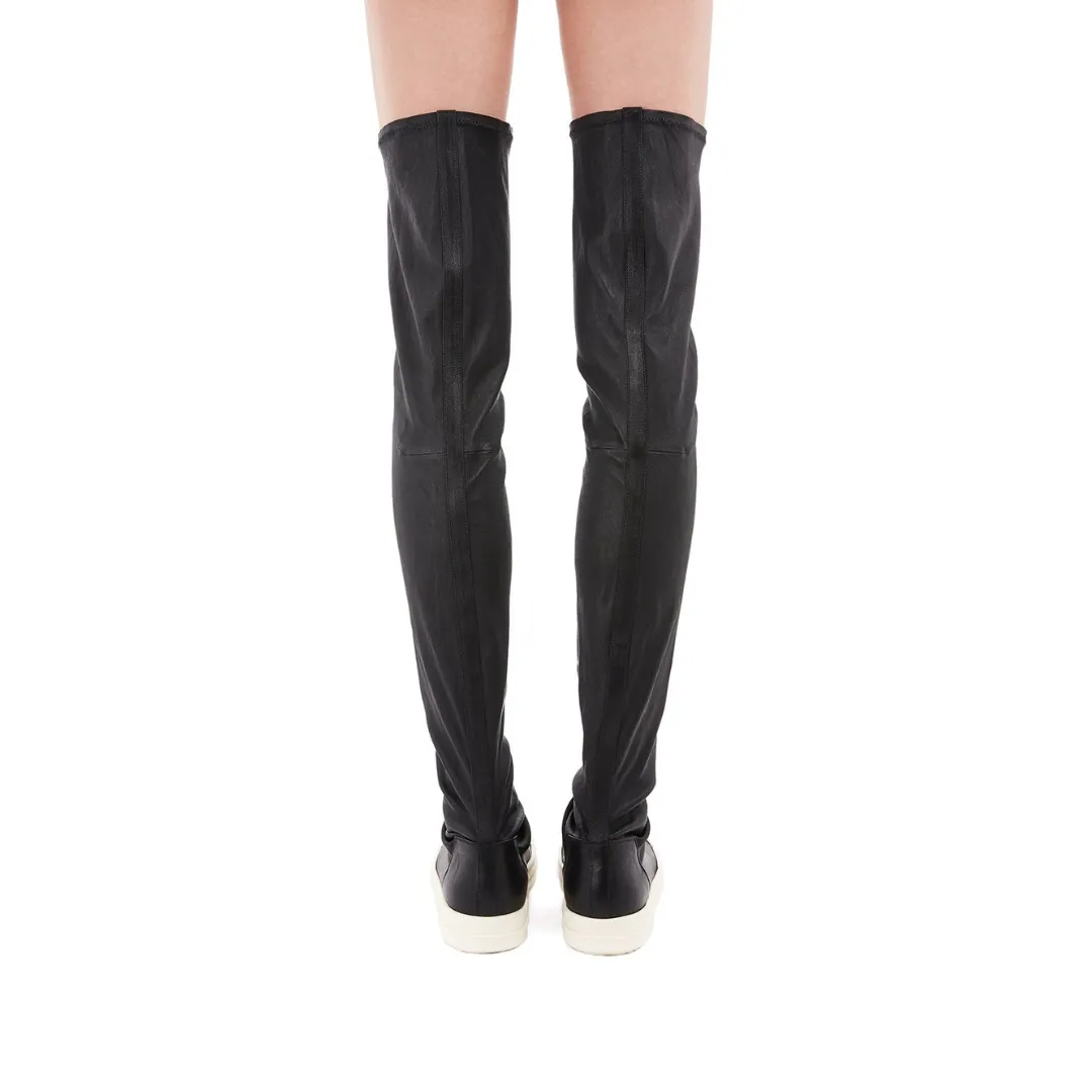 Rick Owens Women Knee-High Stocking Sneakers Black/Milk/Milk