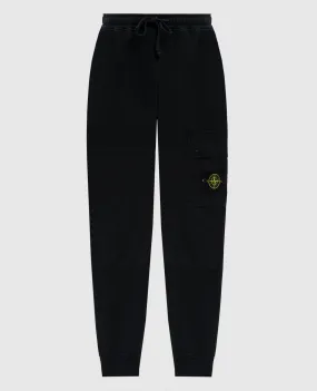 Stone Island Black cargo joggers with logo patch