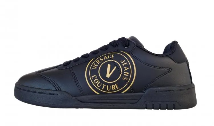 Versace couture zapatos de hombre sneakers en cuero 74YA3SD1 Brooklyn negro