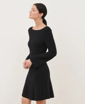 Vestido corto de lana merino black knit
